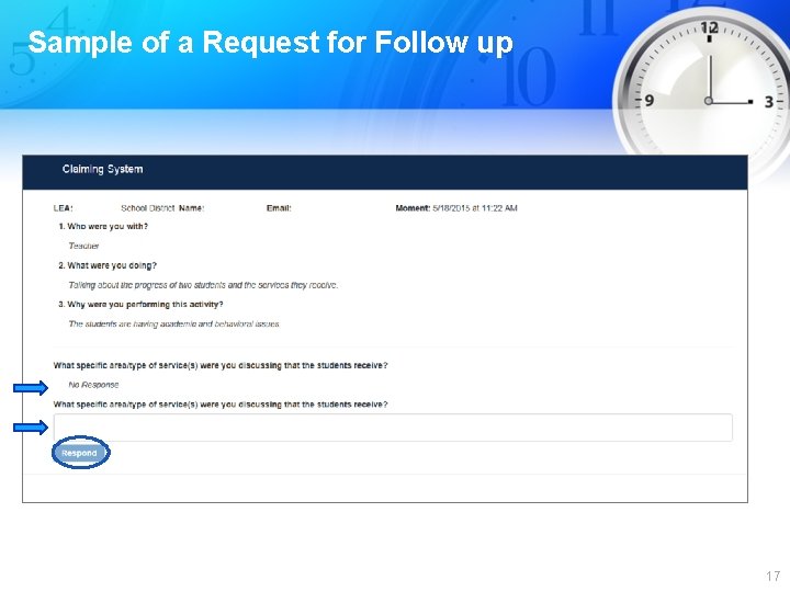 Sample of a Request for Follow up 17 