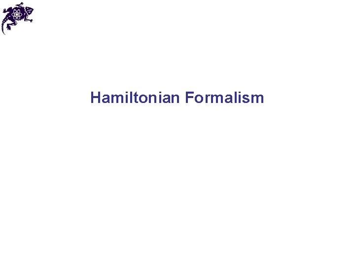 Hamiltonian Formalism 