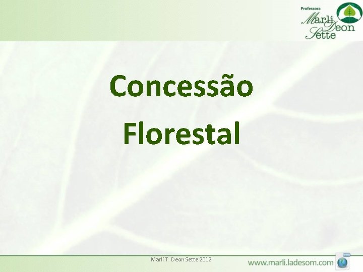 Concessão Florestal Marli T. Deon Sette 2012 