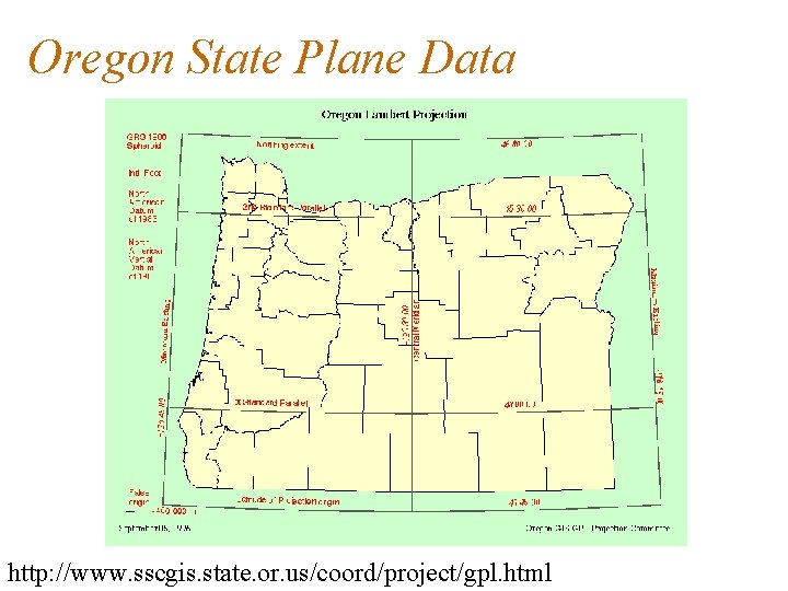 Oregon State Plane Data http: //www. sscgis. state. or. us/coord/project/gpl. html 