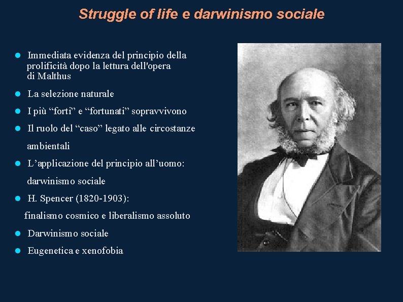 Struggle of life e darwinismo sociale Immediata evidenza del principio della prolificità dopo la