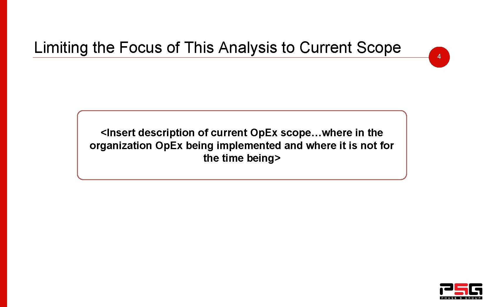 Limiting the Focus of This Analysis to Current Scope <Insert description of current Op.