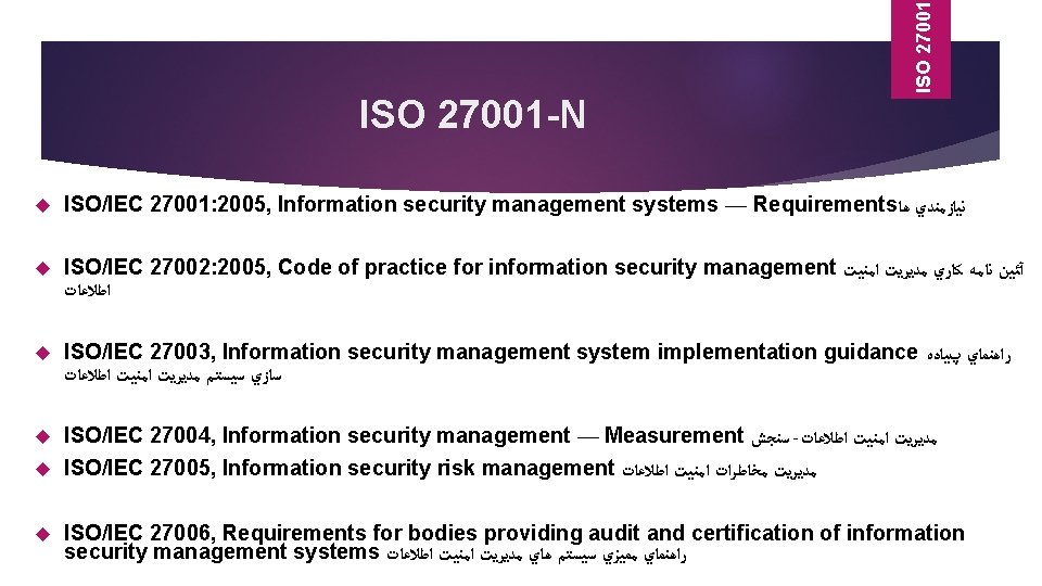 ISO 27001 -N ISO/IEC 27001: 2005, Information security management systems — Requirements ﻧﻴﺎﺯﻣﻨﺪﻱ ﻫﺎ