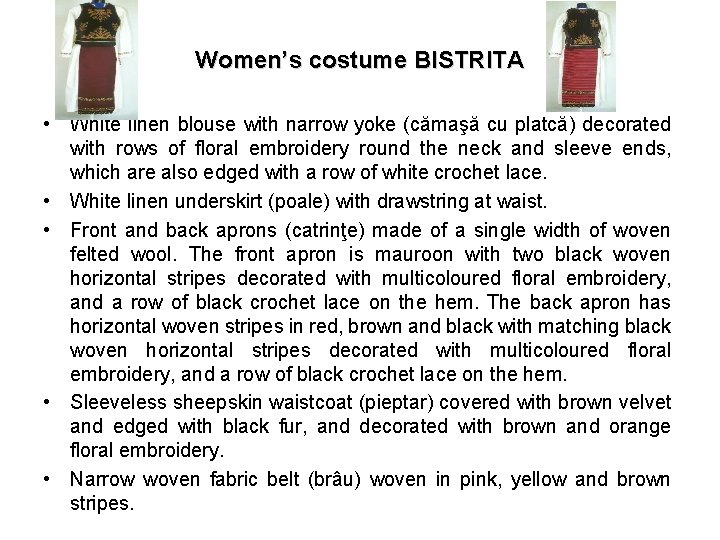 Women’s costume BISTRITA • White linen blouse with narrow yoke (cămaşă cu platcă) decorated