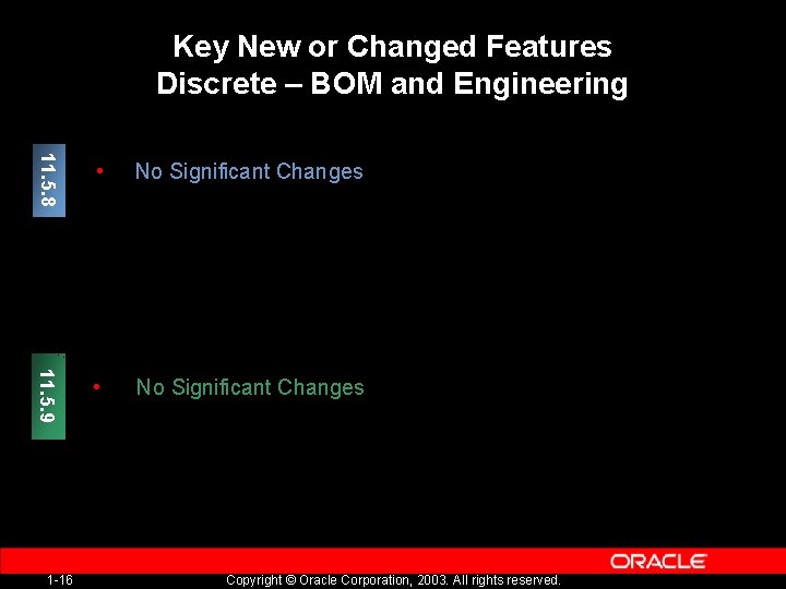 Key New or Changed Features Discrete – BOM and Engineering 11. 5. 8 •