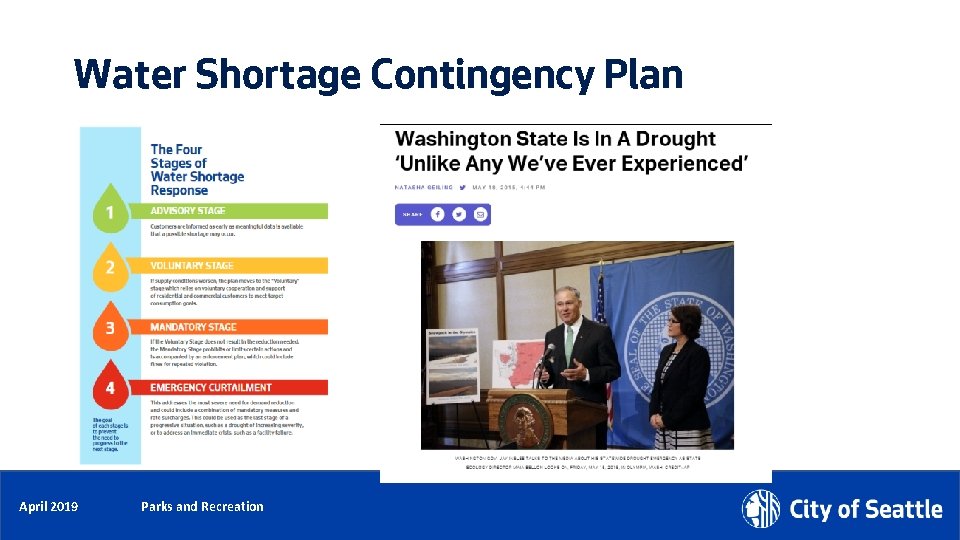 Water Shortage Contingency Plan May 2018 April 2019 Parks and Recreation Parks Recreation 