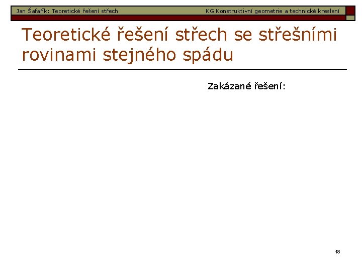 Jan Šafařík: Teoretické řešení střech KG Konstruktivní geometrie a technické kreslení Teoretické řešení střech