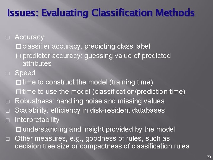 Issues: Evaluating Classification Methods � � � Accuracy � classifier accuracy: predicting class label