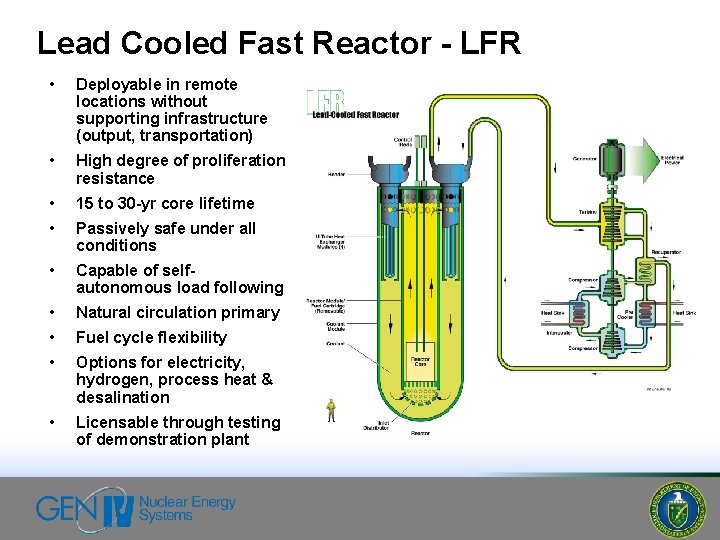 Lead Cooled Fast Reactor - LFR • Deployable in remote locations without supporting infrastructure