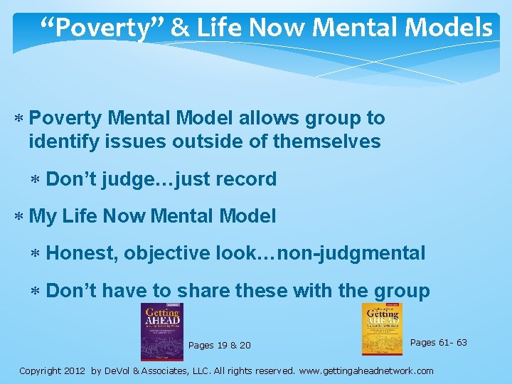 “Poverty” & Life Now Mental Models Poverty Mental Model allows group to identify issues