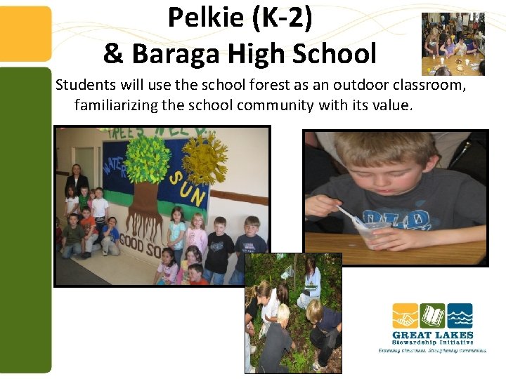 Pelkie (K-2) & Baraga High School Students will use the school forest as an