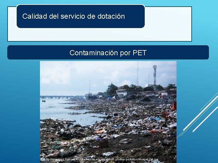 Calidad del servicio de dotación Contaminación por PET http: //graphics. france 24. com/monde-observateurs-photos-pollution/images/21. jpg