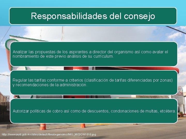 Responsabilidades del consejo Analizar las propuestas de los aspirantes a director del organismo así