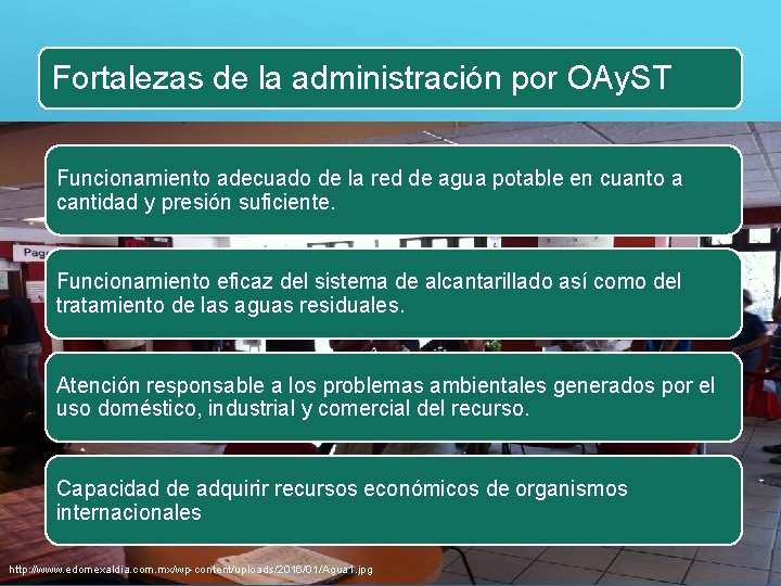 Fortalezas de la administración por OAy. ST Funcionamiento adecuado de la red de agua