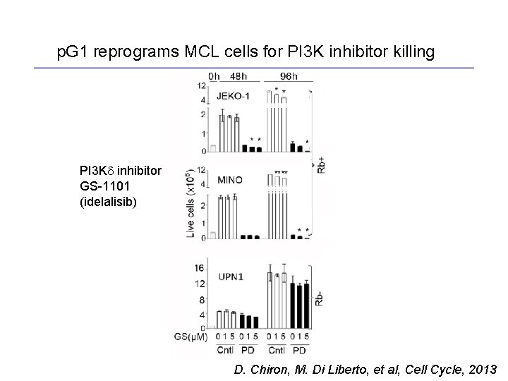 p. G 1 reprograms MCL cells for PI 3 K inhibitor killing PI 3