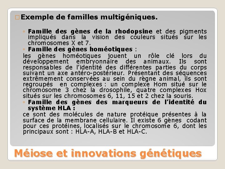 � Exemple de familles multigéniques. ◦ Famille des gènes de la rhodopsine et des � Exemple de familles multigéniques. ◦ Famille des gènes de la rhodopsine et des