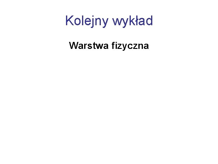 Kolejny wykład Warstwa fizyczna 