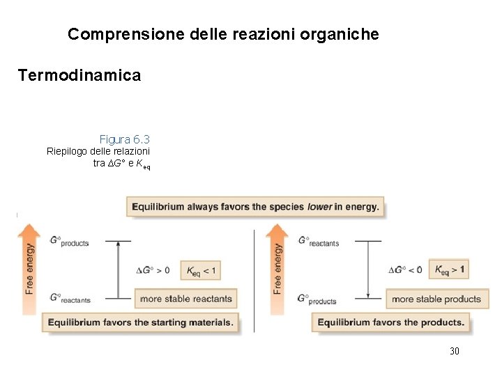 Comprensione delle reazioni organiche Termodinamica Figura 6. 3 Riepilogo delle relazioni tra ∆G° e