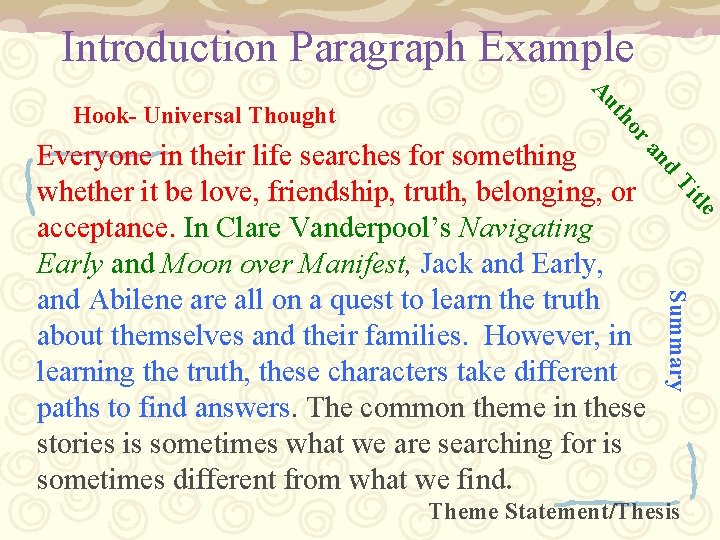 Introduction Paragraph Example r ho t Au Hook- Universal Thought d an Everyone in