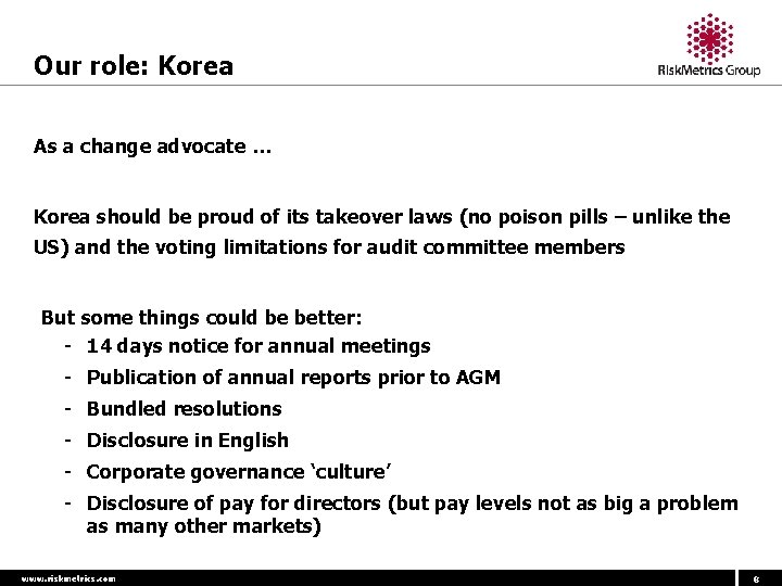 Our role: Korea As a change advocate … Korea should be proud of its