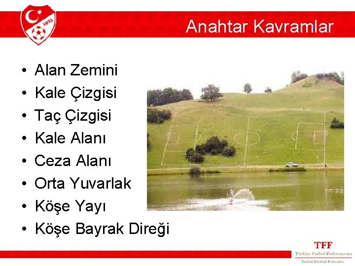 Anahtar Kavramlar • • Alan Zemini Kale Çizgisi Taç Çizgisi Kale Alanı Ceza Alanı