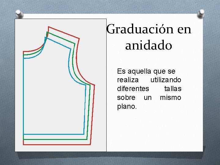 Graduación en anidado Es aquella que se realiza utilizando diferentes tallas sobre un mismo