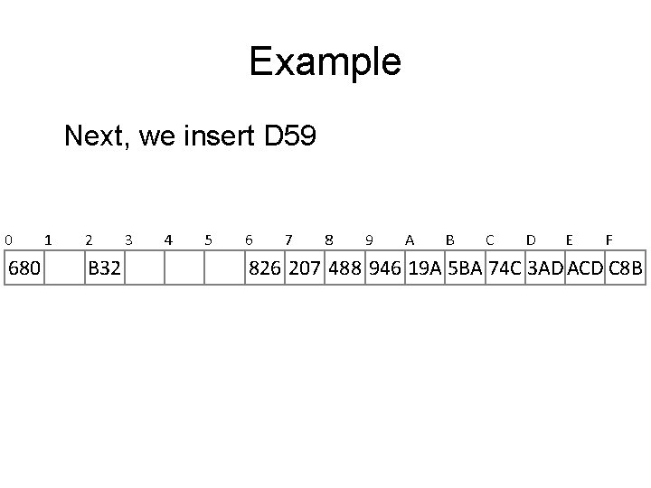 Example Next, we insert D 59 0 680 1 2 B 32 3 4 Example Next, we insert D 59 0 680 1 2 B 32 3 4