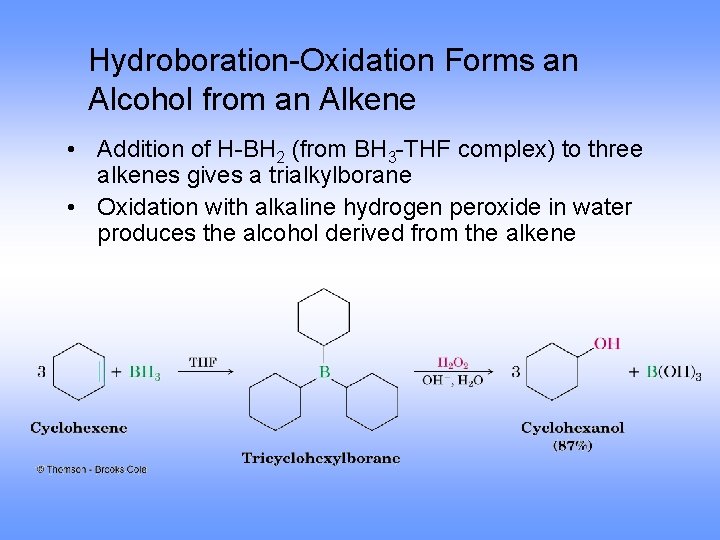 Hydroboration-Oxidation Forms an Alcohol from an Alkene • Addition of H-BH 2 (from BH