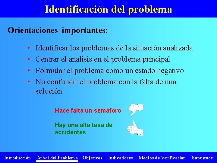 Identificación del problema Orientaciones importantes: • • Identificar los problemas de la situación analizada