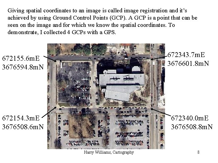 Giving spatial coordinates to an image is called image registration and it’s achieved by