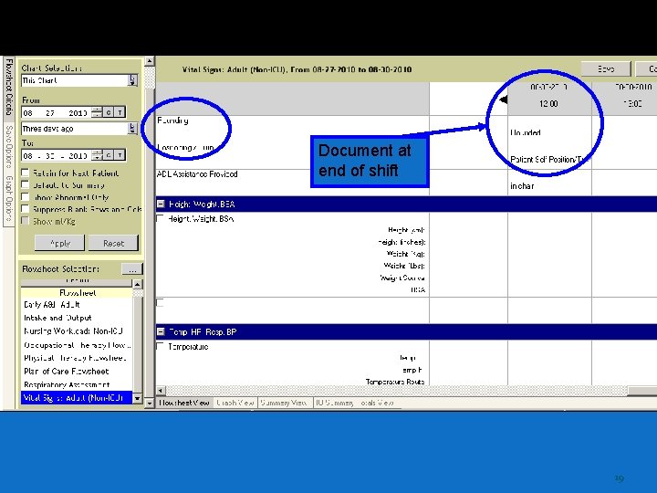 Document at end of shift 19 Document at end of shift 19