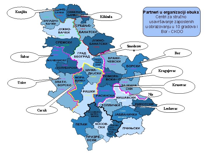 Partneri u organizaciji obuka: Centri za stručno usavršavanje zaposlenih u obrazovanju u 10 gradova