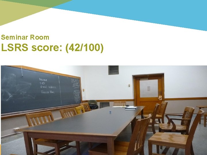 Seminar Room LSRS score: (42/100) 