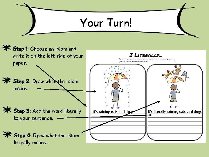 Your Turn! Step 1: Choose an idiom and write it on the left side