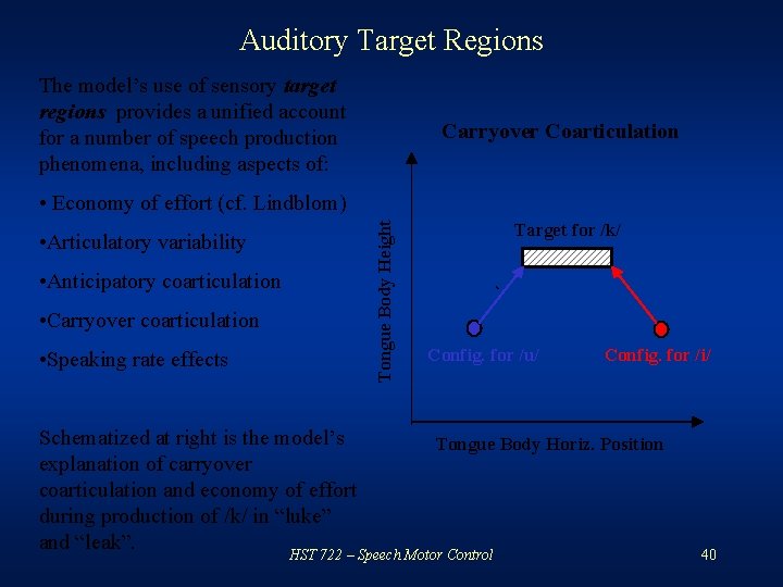 Auditory Target Regions The model’s use of sensory target regions provides a unified account