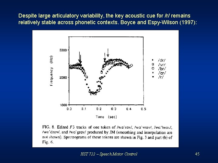 Despite large articulatory variability, the key acoustic cue for /r/ remains relatively stable across