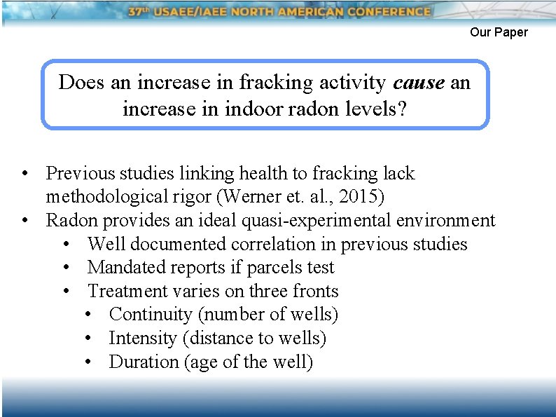 Our Paper Does an increase in fracking activity cause an increase in indoor radon