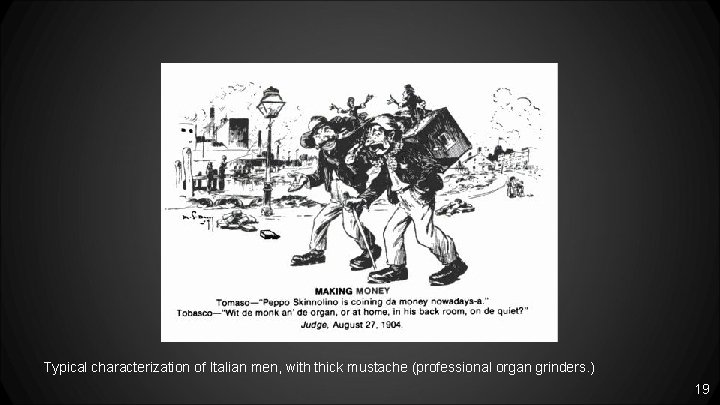 Typical characterization of Italian men, with thick mustache (professional organ grinders. ) 19 