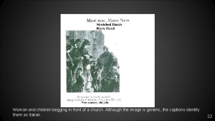 Woman and children begging in front of a church. Although the image is generic,