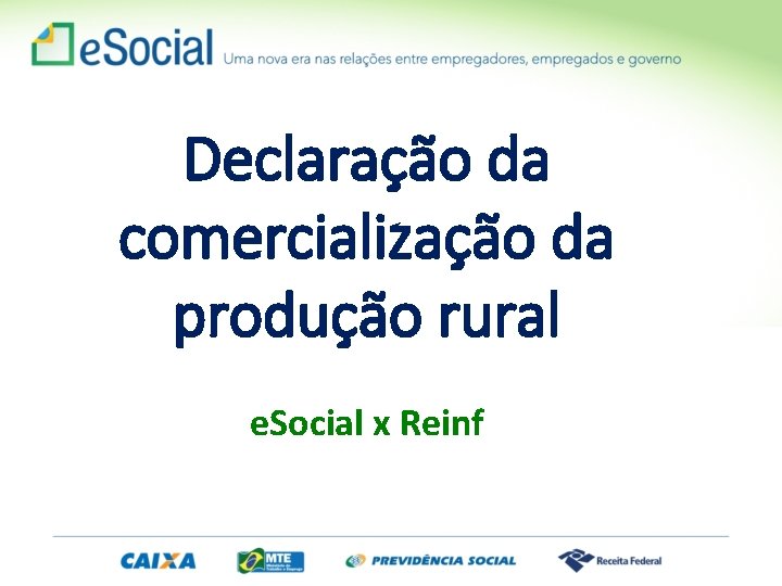 Declaração da comercialização da produção rural e. Social x Reinf 
