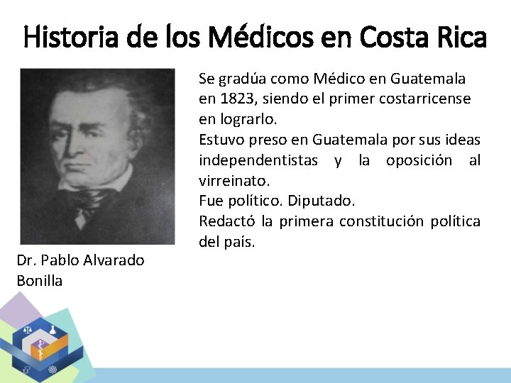 Historia de los Médicos en Costa Rica Dr. Pablo Alvarado Bonilla Se gradúa como