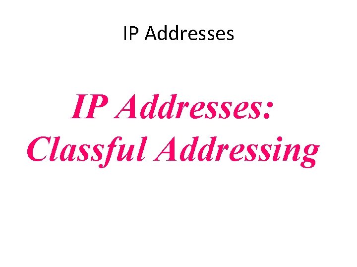 IP Addresses: Classful Addressing 