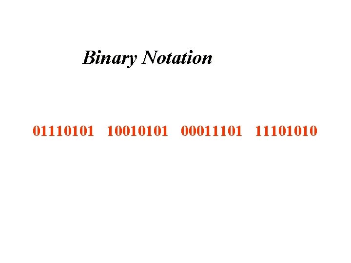 Binary Notation 01110101 10010101 00011101010 