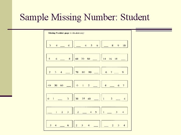 Sample Missing Number: Student 