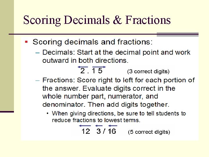 Scoring Decimals & Fractions 