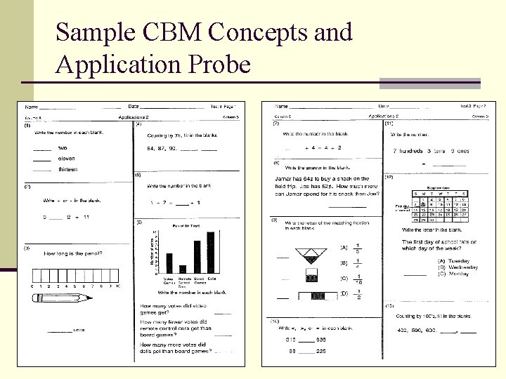 Sample CBM Concepts and Application Probe 