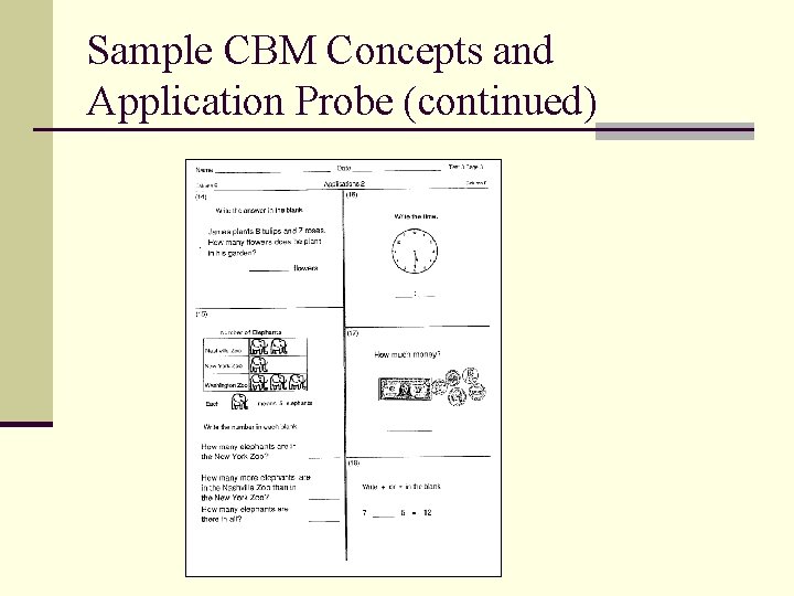 Sample CBM Concepts and Application Probe (continued) 