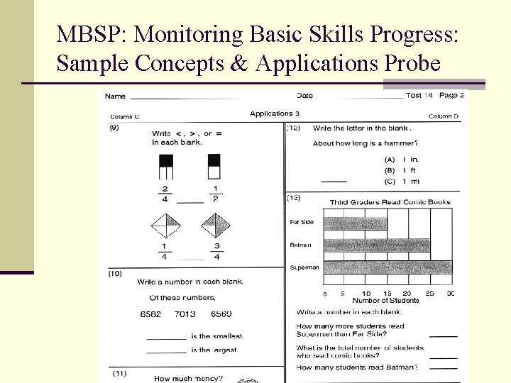 MBSP: Monitoring Basic Skills Progress: Sample Concepts & Applications Probe 
