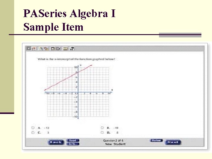 PASeries Algebra I Sample Item 