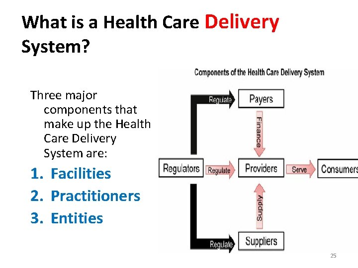 What is a Health Care Delivery System? Three major components that make up the